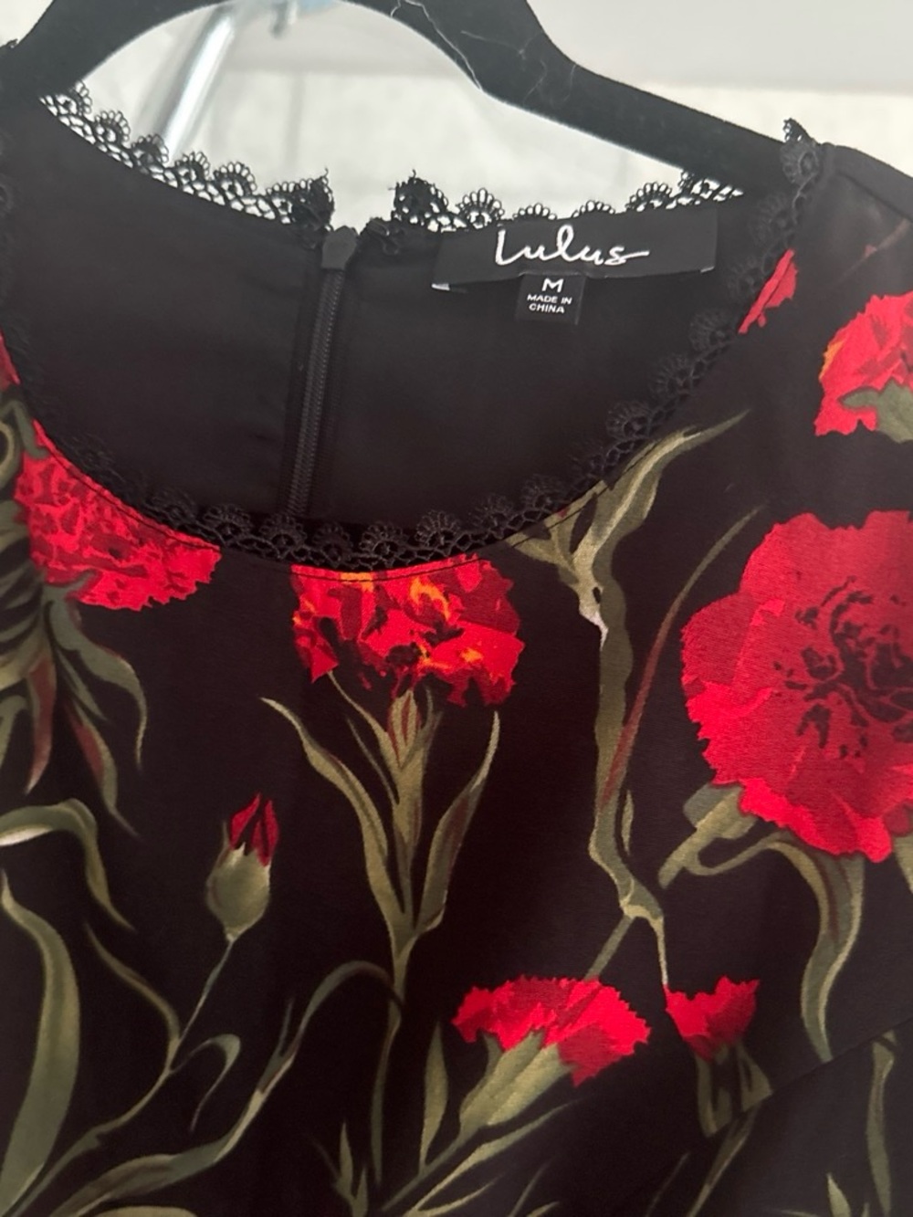 Lulu's Black Mini Dress with Red Floral Print - Picture 3 of 8